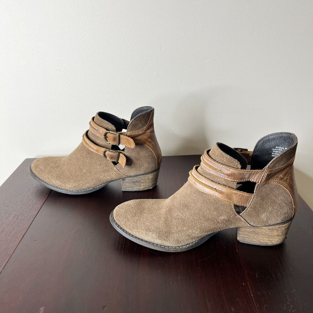 Steve Madden Raskal Suede Leather Ankle Booties Sz 8M Brown Cognac Western - Picture 2 of 11